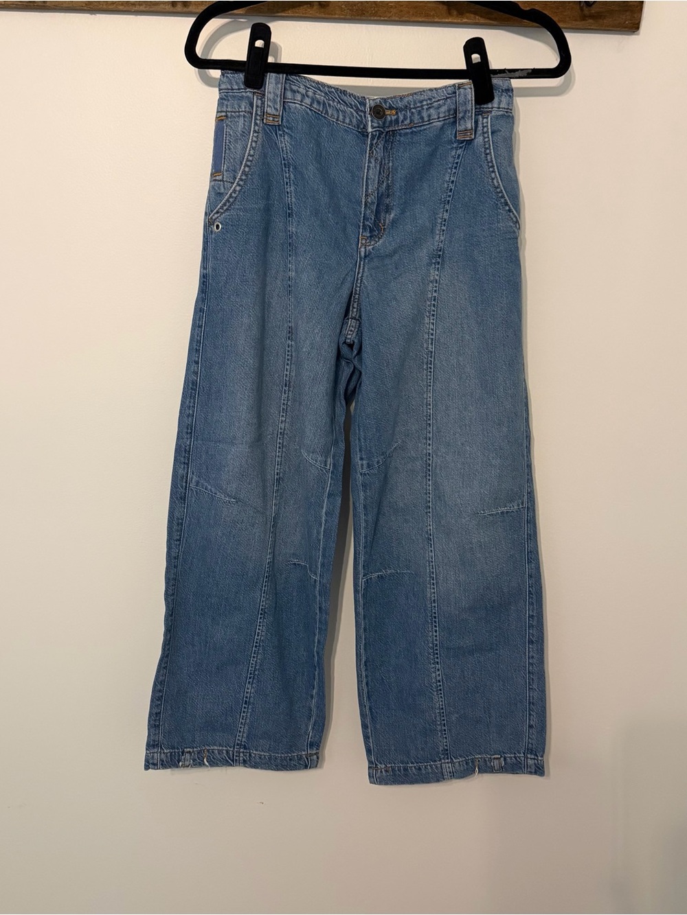 Pilcro Anthropologie Women’s 26P Blue Barrel Wide Leg Jeans Cropped Lyocell